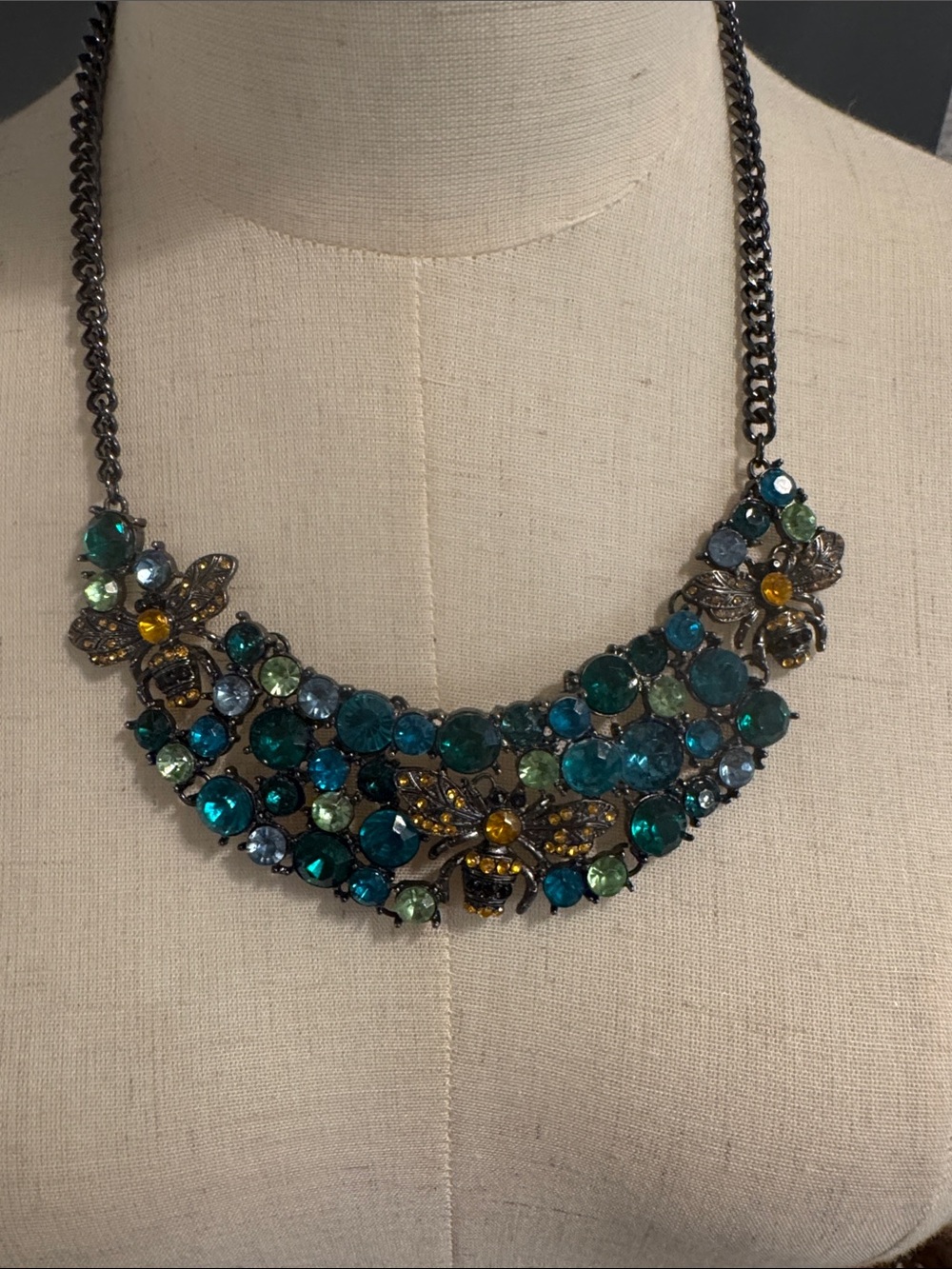 Bumble Bee Rhinestone Necklace. Statement piece. Detailed design